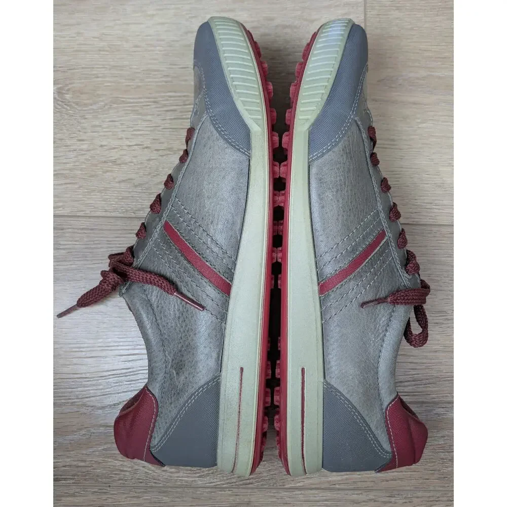 Ecco Mens Biom Hybrid Golf Sneaker Shoe 11 Leather Grey Burgundy Traction Bars